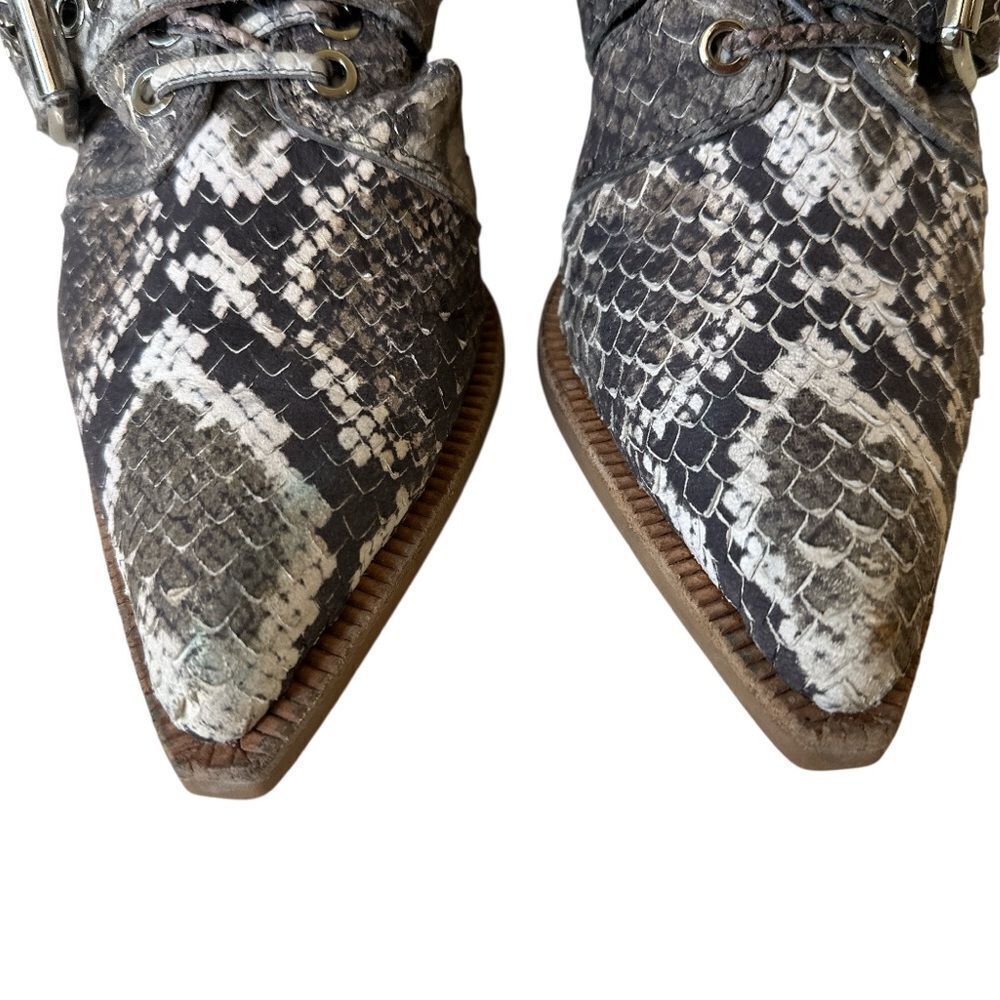 JEFFREY CAMPBELL Snakeskin Buckle Ankle Caceres Bootie in Brown & Grey Snake - Picture 5 of 14